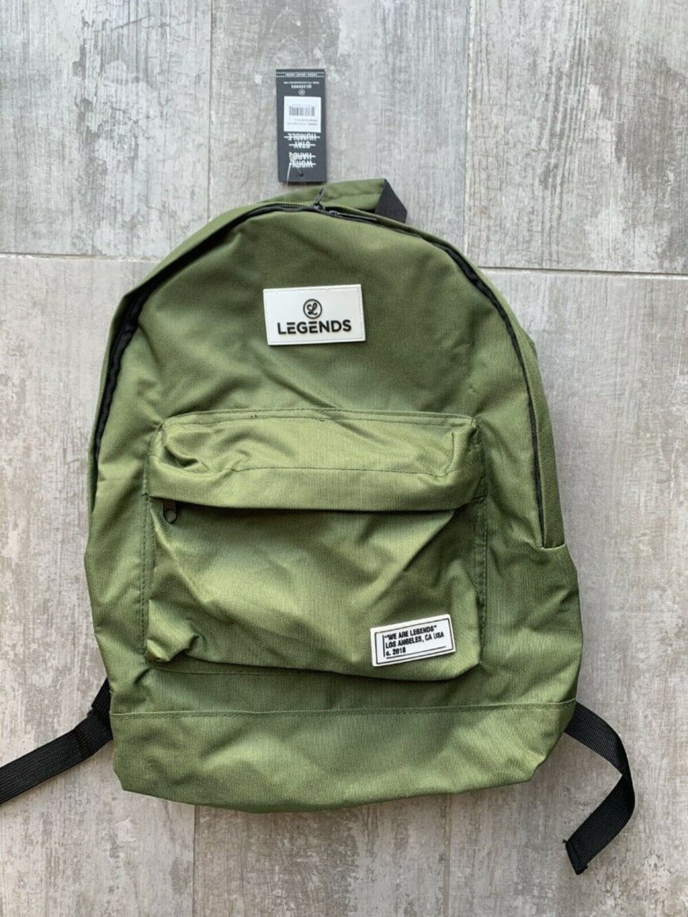 $60 LEGENDS Los Angeles, CA Olive Green NEW Frank Classic Backpack Travel School